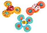 Set of colorful baby suction rattle toys with flower and paw patterns