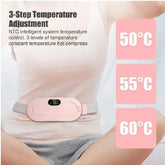 Pink heating pad belt with digital temperature display and wide elastic strap