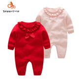 Baby ruffled jumpsuit red pink set - NewBornix Pakistan