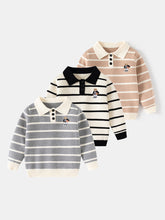 Kids Bear Embroidered Striped Sweater Off-White Size 100