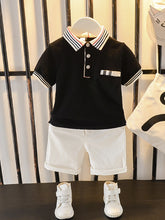 Black Polo Shirt with White Shorts for Kids