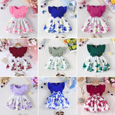 Kids Sleeveless Ruffled Bow Dress Butterfly Print Multi Color