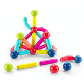 Magnetic building sticks toy set with colorful rods and ball connectors