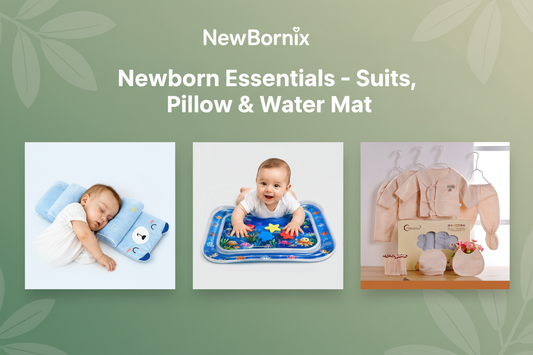 Newborn Suits Collection, Baby Supportive Pillow & Water Mat – Must-Have Baby Essentials