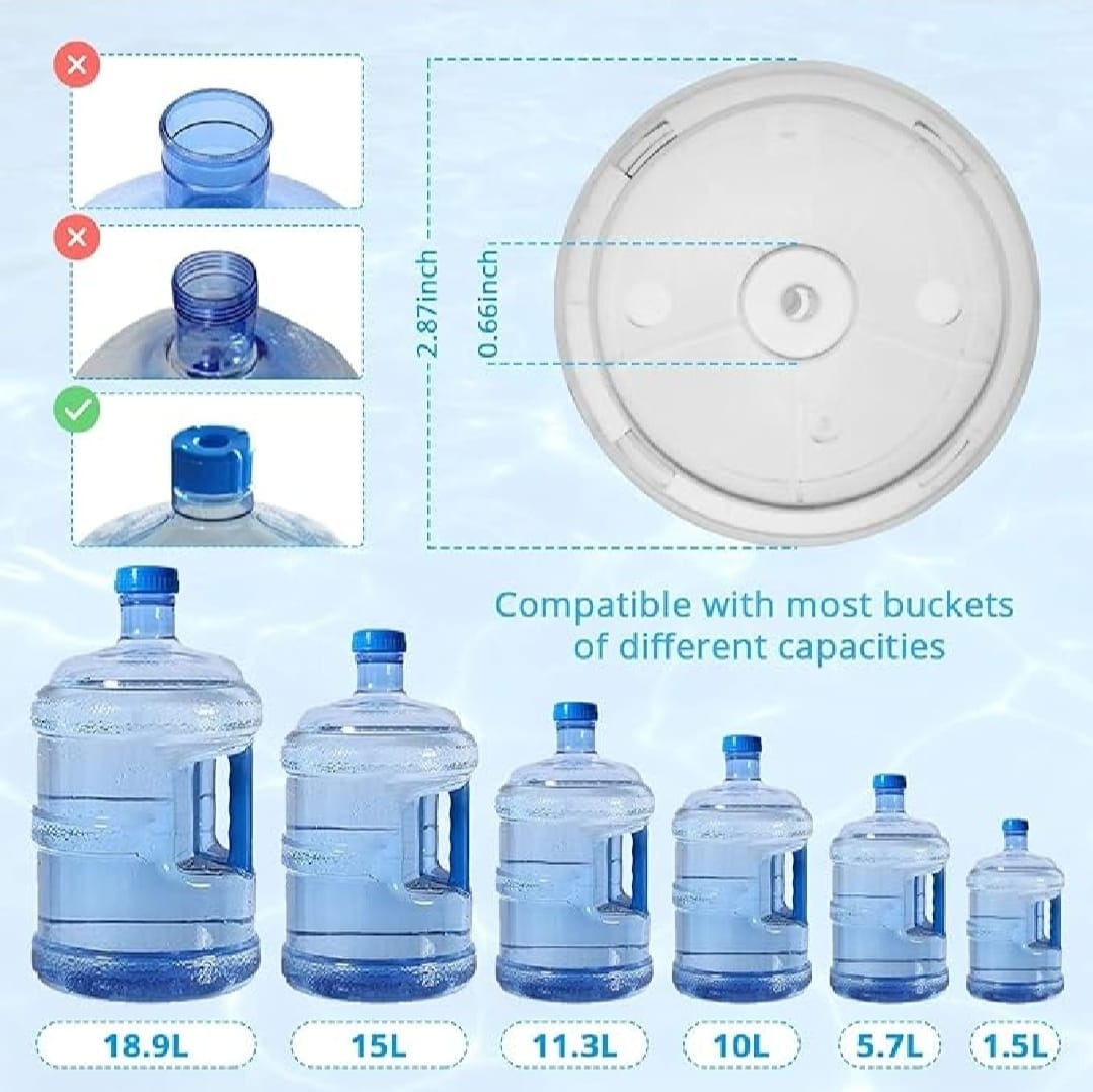 Automatic water bottle pump dispenser with white top and blue water bottle set