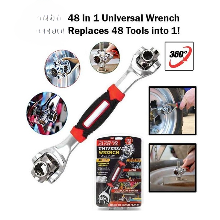 48-in-1 Universal Wrench – 360° Rotary Adjustable Spanner for Nuts & Bolts
