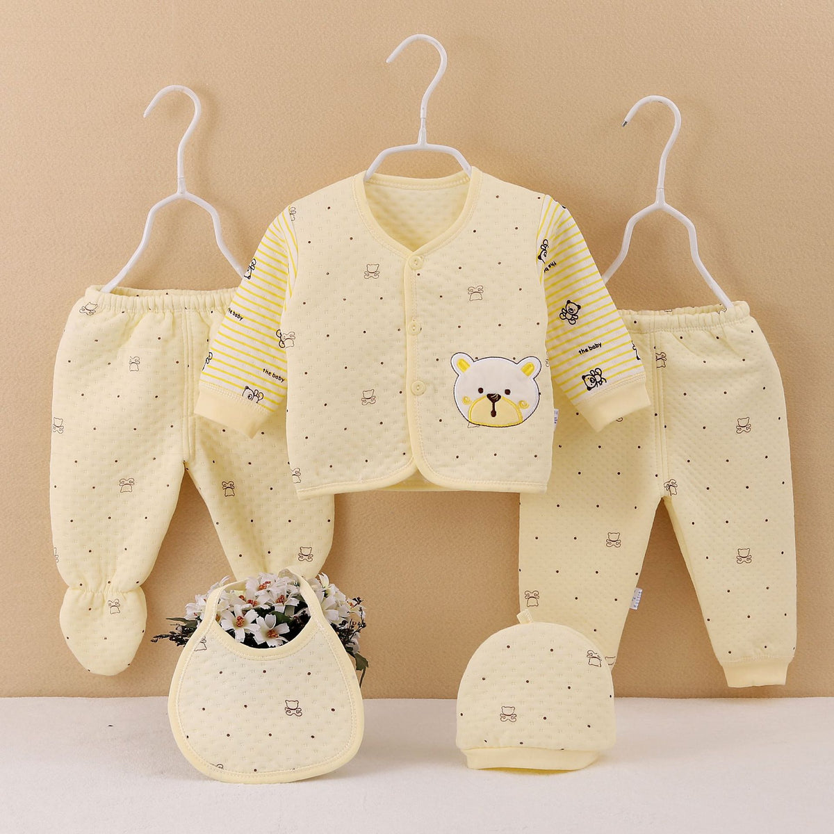 Baby Set with Bear Embroidery Cotton 0-3M