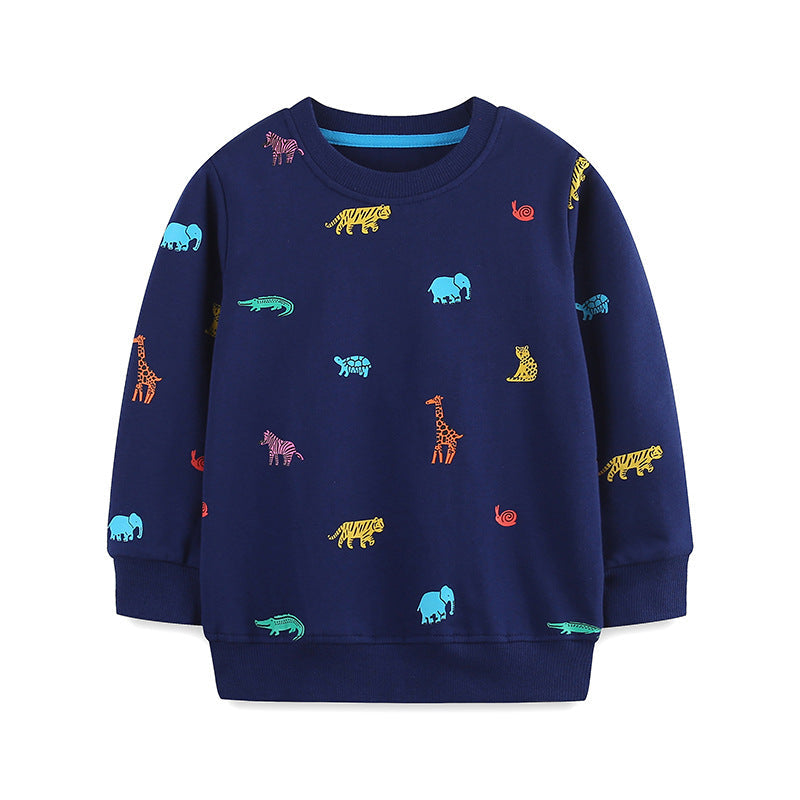 Kids Cartoon Animal Sweater Navy