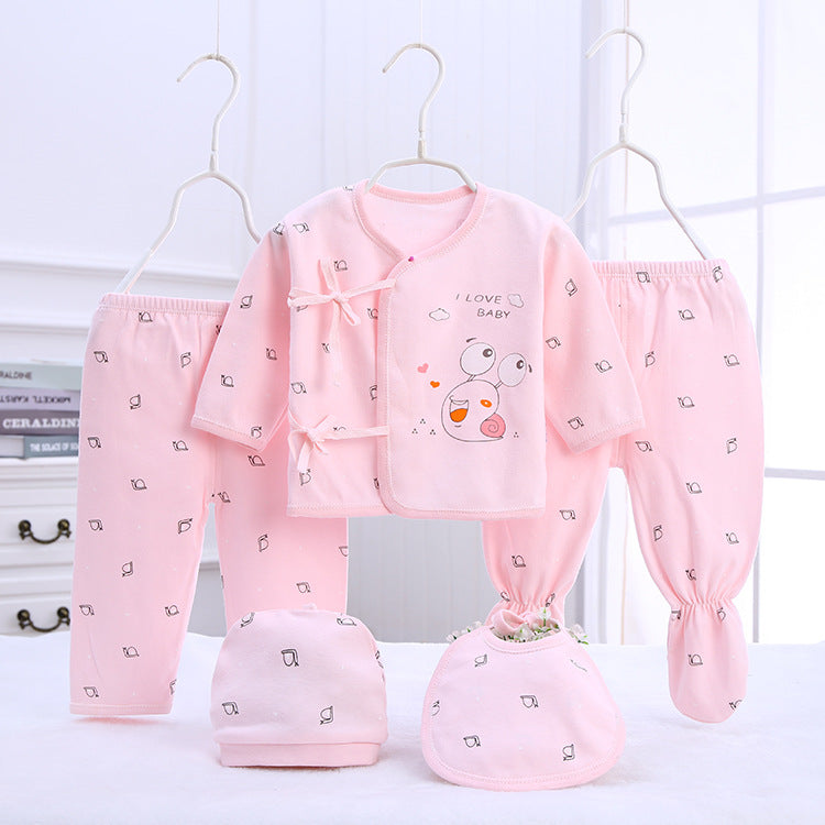 	5-piece snail print cotton baby clothing set - NewBornix